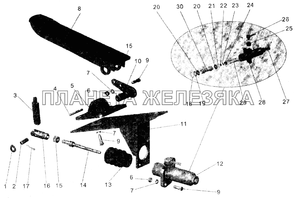 Педаль управления сцеплением МАЗ-152